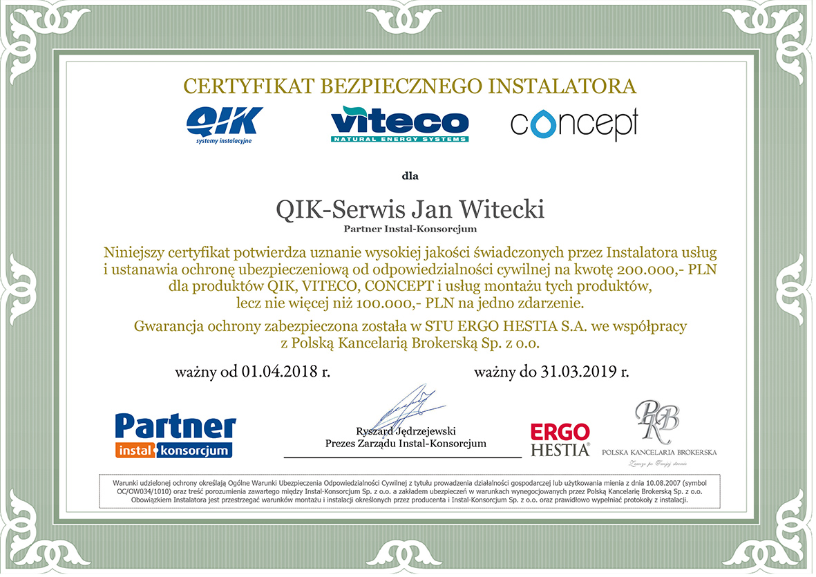 Instaluj bezpiecznie towary marki concept, QIK i Viteco