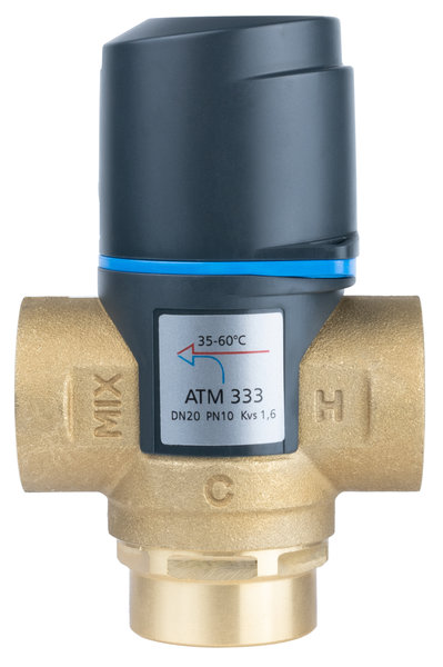Zawór regulacyjny termostatyczny do wody ciepłej AFRISO ATM 333 mosiądz GW 3/4'', DN 20, zakres temp. 35-60'C, Kvs 1.6 m3/h, maksymalna temperatura 90'C, maksymane ciśnienie 10 bar