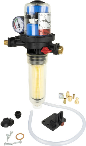 Filtr olejowy AFRISO FloCo-Top-2CM Optimum MC-18zintegrowany z odpowietrznikiem fi 3/8''/3/8'' GW x GZ, z wkładem opticlean, maks. przepływ 100 l/h