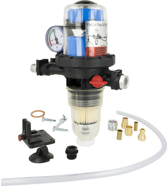 Filtr olejowy AFRISO FloCo-Top-2CM MS-5zintegrowany z odpowietrznikiem fi 3/8''/3/8'' GW x GZ, z wkładem opticlean, maks. przepływ 100 l/h
