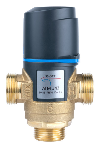 Zawór regulacyjny termostatyczny do wody ciepłej AFRISO ATM 343 mosiądz GZ 3/4'', DN 15, zakres temp. 35-60'C, Kvs 1.6 m3/h, maksymalna temperatura 90'C, maksymane ciśnienie 10 bar
