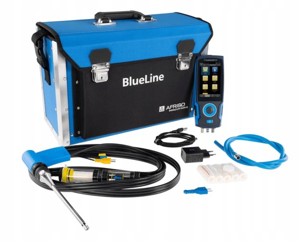 Sensor O2, CO/H2, pomiar ciągu kominowego, pomiar ciśnienia, analizator spalin AFRISO EUROLYZER S1 pro, bez drukarki, z walizką