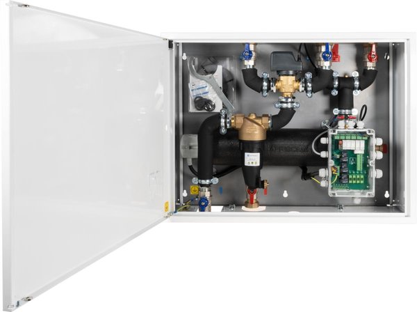 Moduł hydrauliczny do pomp ciepła AMB 900, z grzałką zanurzeniową 9 kW, zaworem przełączającym AZV, separatorem zanieczyszczeń ADS 181, przyłącza G1 1/4"