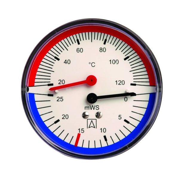 Termohydrometr TH 80, fi80 mm, 0÷40 mH2O, 20÷120'C, G1/4'', ax, kl. 2,5