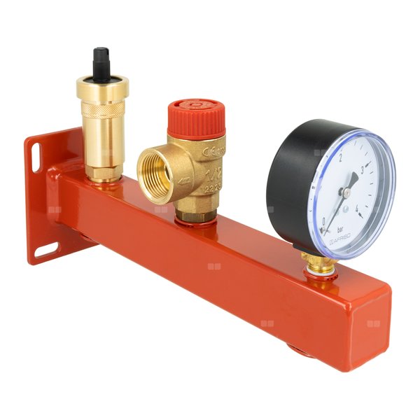 Zespół przyłączeniowy AFRISO BSS 3/4'' GW x GW, max. 3 bar + wskaźnik ciśnienia