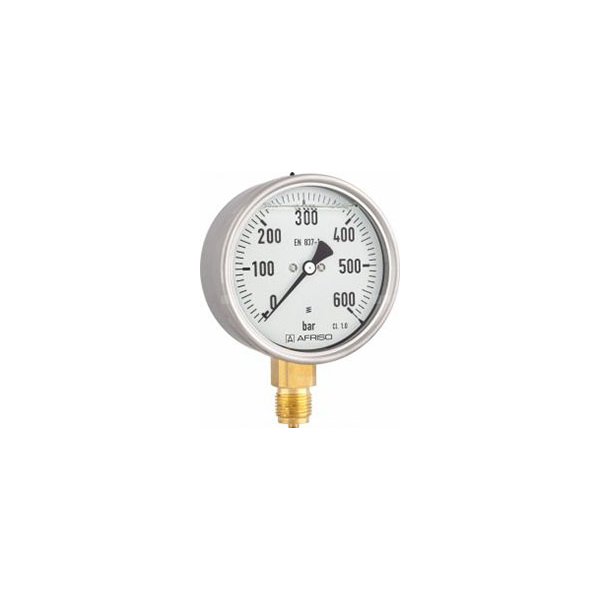 Manometr z rurką Bourdona AFRISO RF glicerynowy 0/160 bar G1/4B aksjalne fi 50 mm, kl. 1.6%