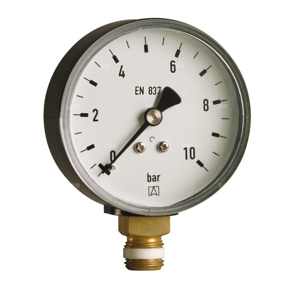 Manometr z rurką Bourdona AFRISO RF standardowy -1/9 bar G1/4B aksjalne fi 63 mm, kl. 1.6%