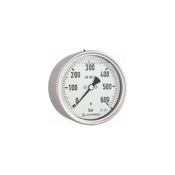 Manometr z rurką Bourdona AFRISO RF wstrząsoodporny -1/15 bar G1/2B aksjalne fi 100 mm, kl. 1.6%