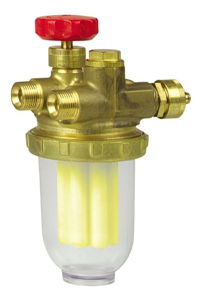 Filtr olejowy AFRISO R500Sijednorurowy z powrotem fi 3/8''/3/8'' GW x GZ, z wkładem plastikowym, maks. przepływ 210 l/h