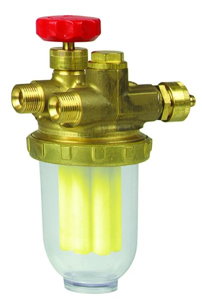 Filtr olejowy AFRISO R500Stjednorurowy z powrotem fi 3/8''/3/8'' GW x GZ, z wkładem stalowym, maks. przepływ 250 l/h
