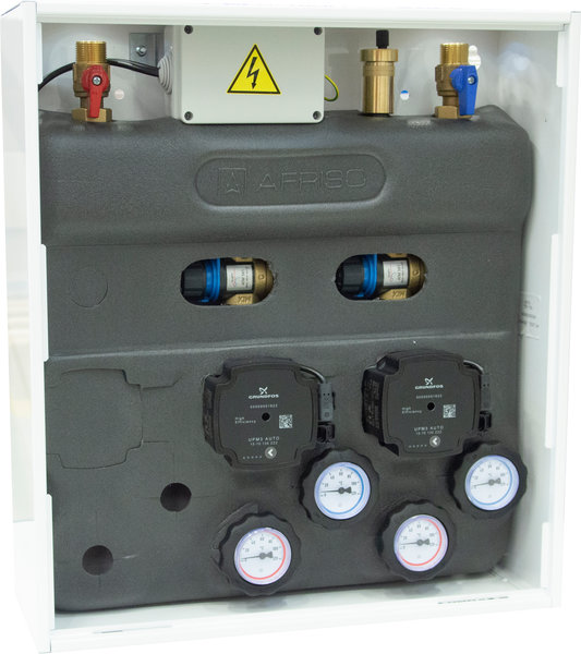 Grupa pompowa AFRISO PrimoBox AZB 211 GZ x GW 3/4'' x 3/4'', z zaworem mieszającym, z zaworem termostatycznym, z izolacją