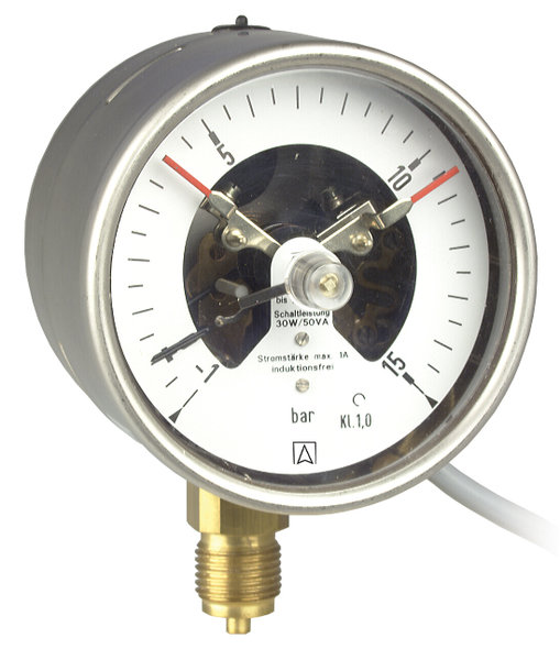Manometr z rurką Bourdona AFRISO RF kontaktowy magnetyczny MK1 -1/9 bar radialne G1/2B fi 100 mm, kl. 1,0%