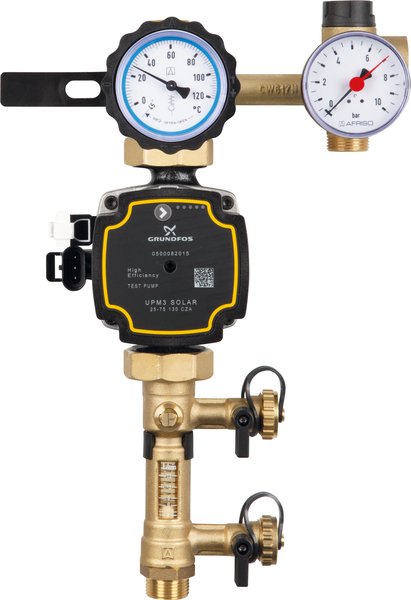 Grupa pompowa AFRISO PrimoSol 130-1 GZ 1'' x 1'', z izolacją, z pompą obiegową Grundfos UPM 3 Solar 25-75/130 mm