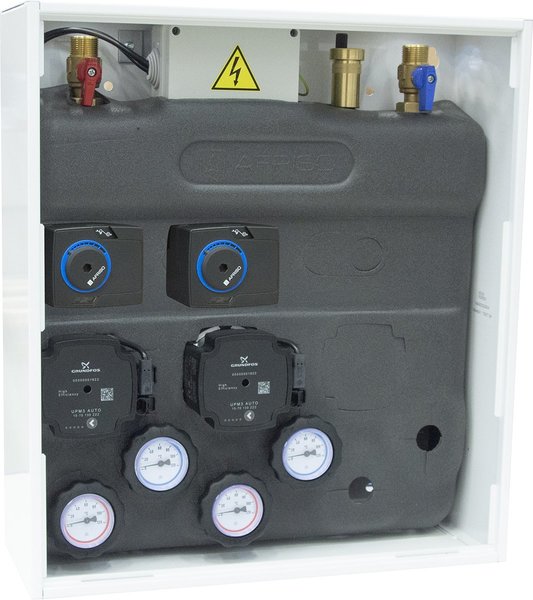 Grupa pompowa AFRISO PrimoBox AZB 455 GZ x GW 3/4'' x 3/4'', z zaworem mieszającym, z izolacją, z siłownikiem arm 141