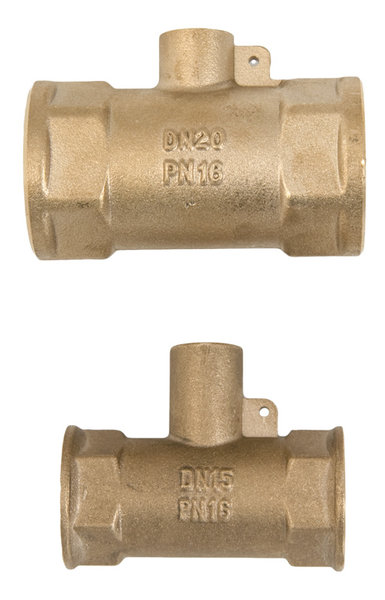 Trójnik APATOR POWOGAZ mosiądz 3/4'' x 15 mm x 3/4'' (gw x gw x gw)