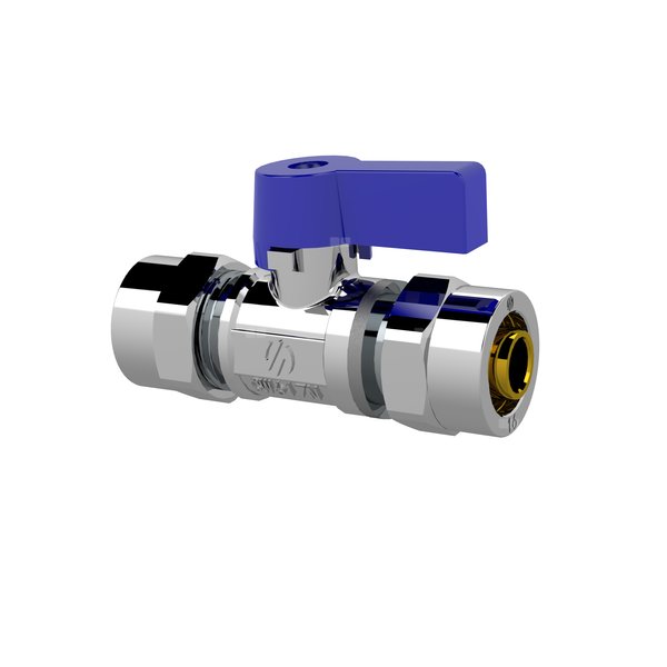 Zawór kulowy ARCO MINI do rur wielowarstwowych 16 zw x zw prosty, uchwyt: niebieski