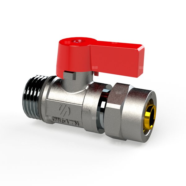 Zawór kulowy ARCO MINI do rur wielowarstwowych 1/2'' x 16 GZ, uchwyt: czerwony