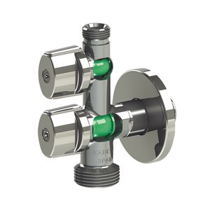 Zawór COMBI, antykamienny, 1/2 GZ x 3/8 GZ x 3/4 GZ, bez nakrętki, uchwyt metalowy