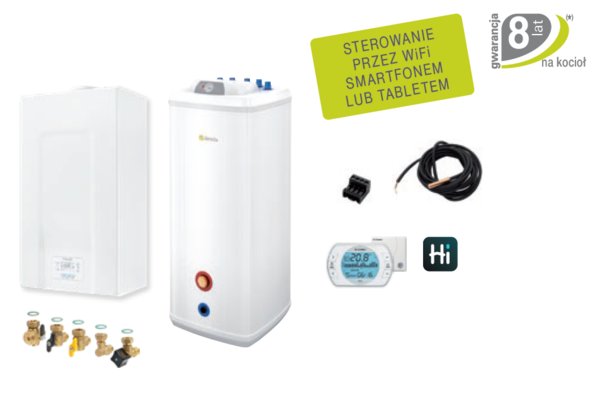 Pakiet - Kocioł gazowy jednofunkcyjny BERETTA MySMART X 20 R.S.I. kondensacyjny wiszący 21.44 kW + Zasobnik c.w.uKwadro TOP 120