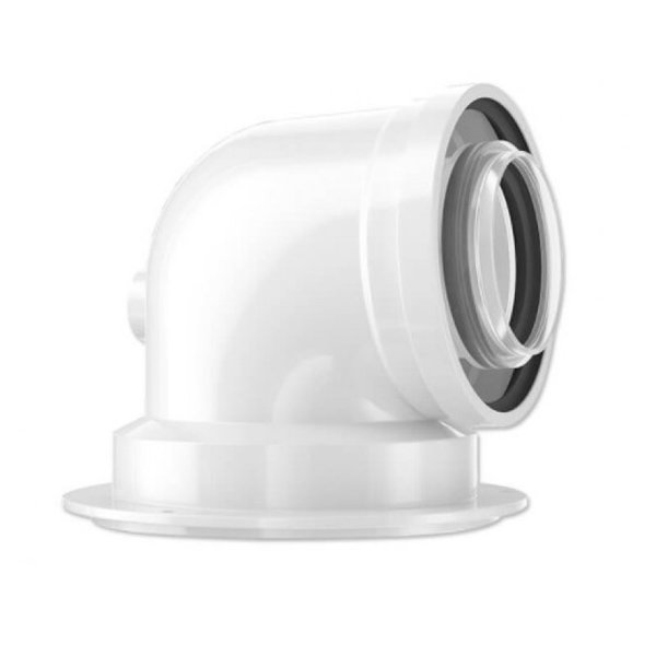 Adapter kotła (2717), z kolanem powietrzno-spalinowym 87st. fi80/125 z króćcami pomiarowymi, bez rewizji, PP/stal nierdzewna