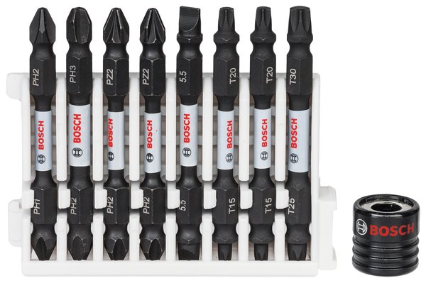 9-częściowy zestaw końcówek wkręcających Impact Control PH1 / PH2 / PH3 / PZ2 / PZ3 / SL1x5,5 / T15 / T20 / T25 / T30