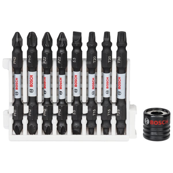 9-częściowy zestaw końcówek wkręcających Impact Control PH1 / PH2 / PH3 / PZ2 / PZ3 / SL1x5,5 / T15 / T20 / T25 / T30