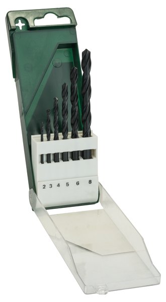 6-częściowy zestaw Wierteł do metalu HSS-R, DIN 338 2,0, 3,0, 4,0, 5,0, 6,0, 8,0 mm