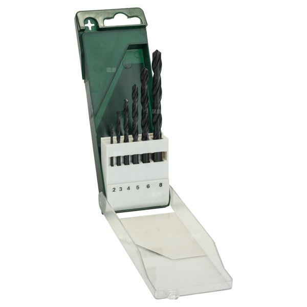 6-częściowy zestaw Wierteł do metalu HSS-R, DIN 338 2,0, 3,0, 4,0, 5,0, 6,0, 8,0 mm