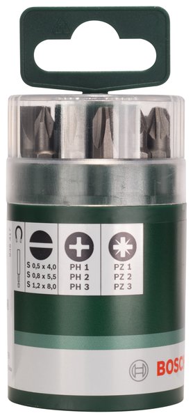 10-częściowy zestaw standardowych końcówek wkręcających, mieszany (S, PH, PZ) Uchwyt uniwersalny, magnetyczny, S0,5x4,0, S0,8x5,
