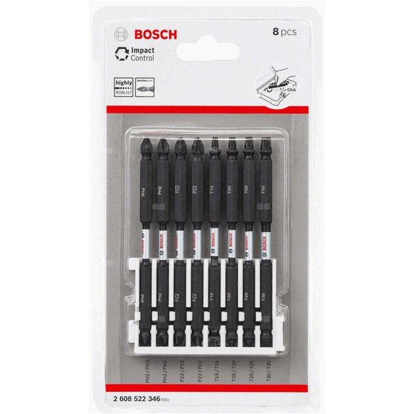 8-częściowy zestaw końcówek wkręcających Impact Control PH2 / PZ2 / T15 / T20 / T25 / T30