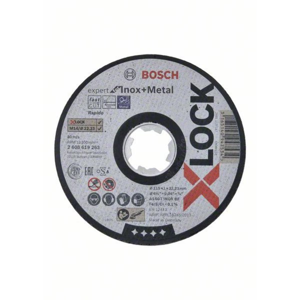 X-LOCK Expert for Inox+Metal 115x1x22,23 do cięcia prostoliniowego AS 60 T INOX BF, 115 mm, 1,0 mm