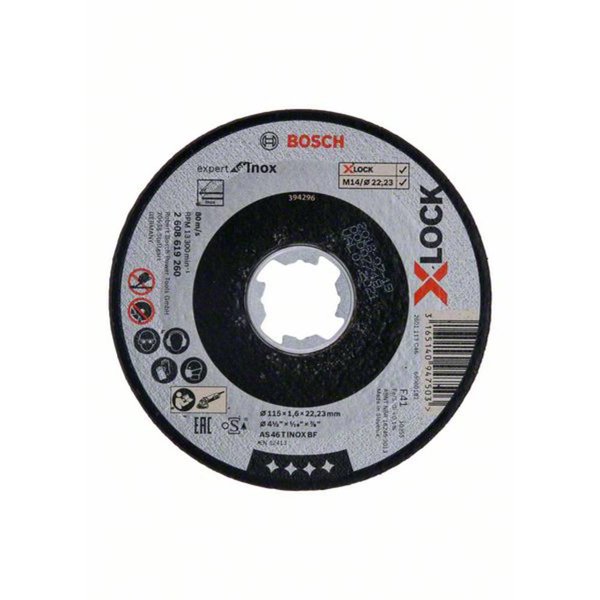 X-LOCK Expert for Inox 115x1,6x22,23, do cięcia prostoliniowego AS 46 T INOX BF, 115 mm, 1,6 mm