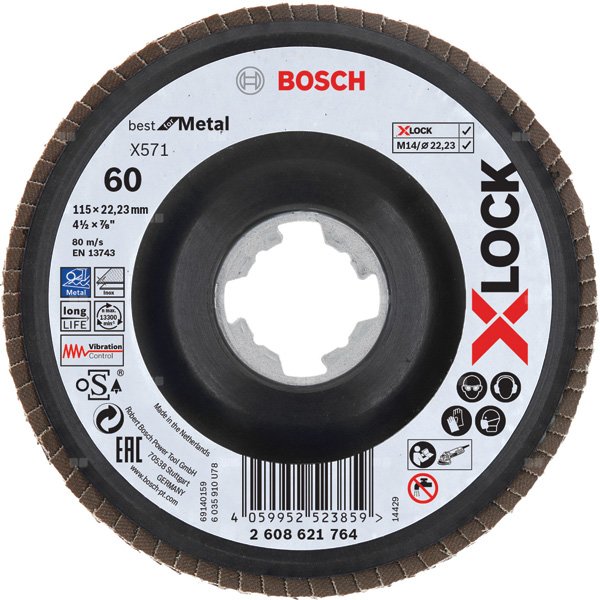 Tarcza listkowa FLAP DISC X-LOCK,BFM,115,G60