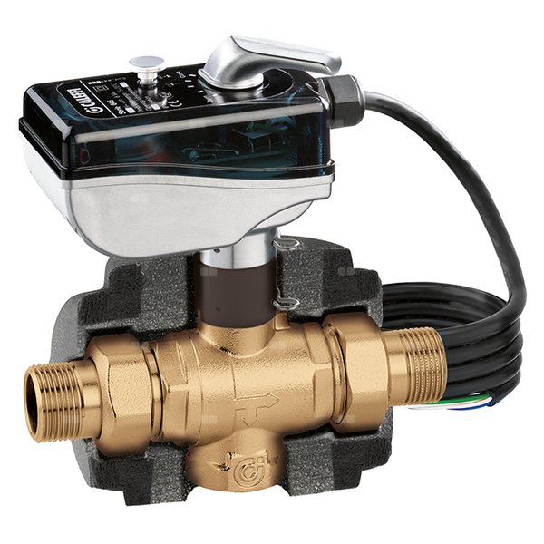 Trójdrożny kulowy zawór strefowy z napędem do instalacji klimatyzacyjnych 1" - 24V