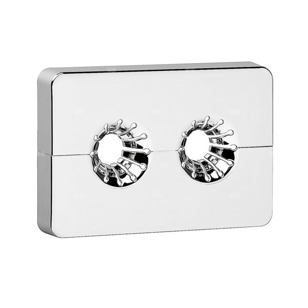 Podwójna rozeta maskująca. Rozstaw osi 35 mm. Chromowana