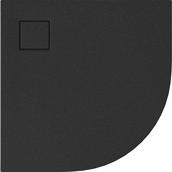 SET B457 BRODZIK PÓŁOKRĄGŁY TAKO SLIM 90X4 CZARNY MAT + SYFON (VIRT)