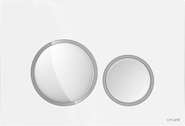 PRZYCISK LUNA RING BIAŁY BŁYSK DETAL CHROM BŁYSK