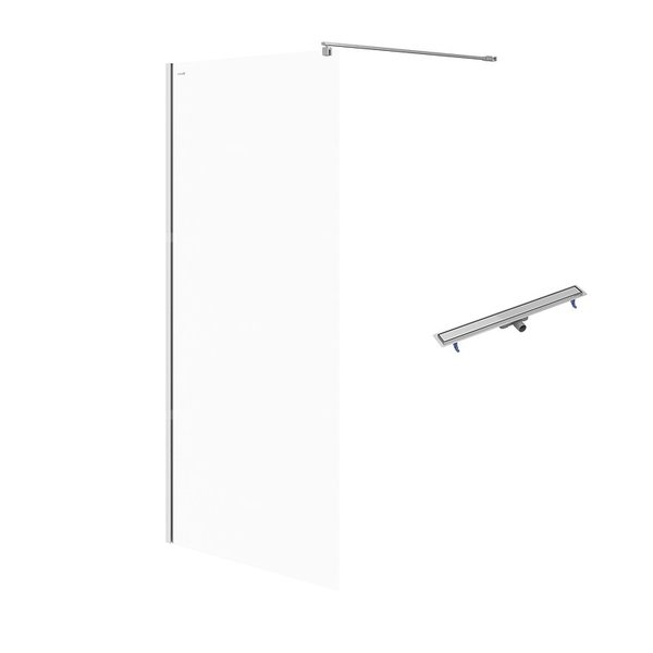 SET C75 WALK-IN MILLE CHROM 100X200+ODPŁYW LINIOWY TAKO 90 STAL WIR