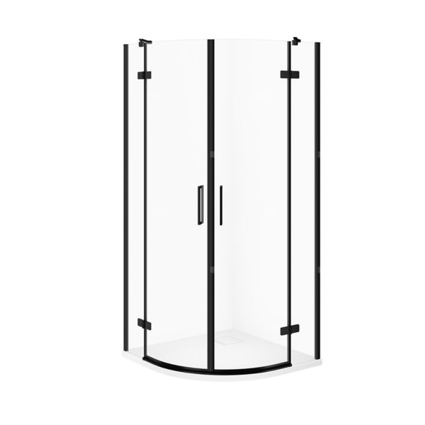 SET C628 KABINA CITY PÓŁOKR CZARNA 90X90X195+TAKO SLIM BIAŁY WIR