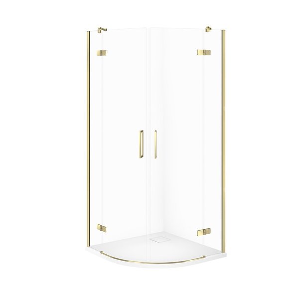 SET C620 KABINA CITY PÓŁOKR ZŁOTA 90X90X195+TAKO SLIM BIAŁY WIR