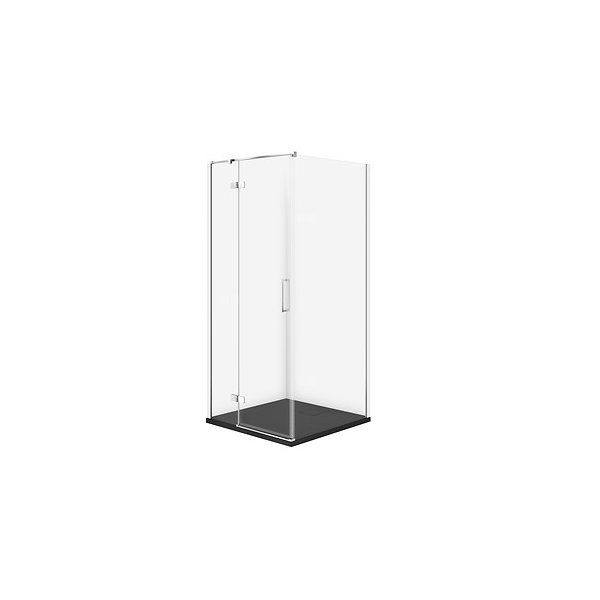 SET C534 KABINA CITY LEWA CHROM 90X90X195+TAKO SLIM CZARNY MAT WIR