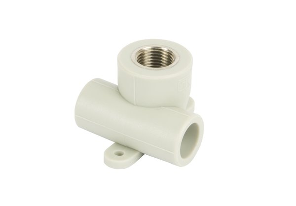 Trójnik Concept By SIGMA-LI z wieszakiem PP 20 mm x 1/2'' x 20 mm (połączenie zgrzewane x GW x połączenie zgrzewane), kolor biały