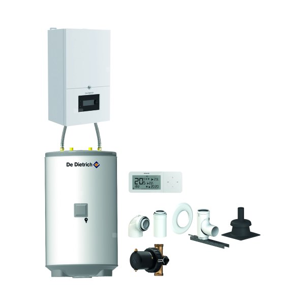 Pakiet - Kocioł gazowy jednofunkcyjny DE DIETRICH MCR4 19 kondensacyjny wiszący 2.5 - 20.7 kW + RegulatorAD248P + Zestaw powietrzno-spalinowy szachtowyBazowy PP/Alu fi 60/100 na fi 60 + Zasobnik c.w.uAQUAvie125 + Filtr magnetyczny XS90