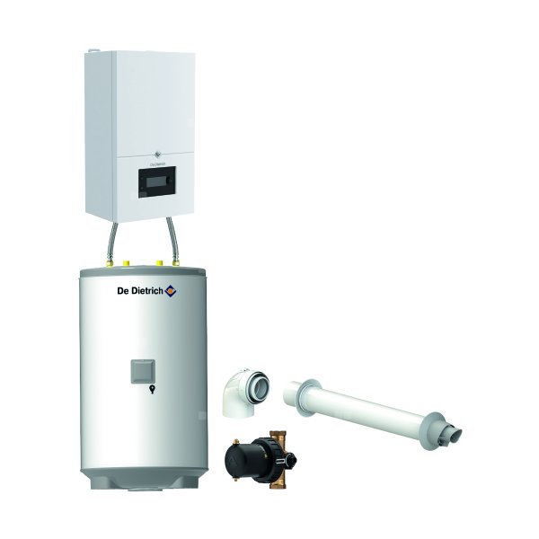 Pakiet - Kocioł gazowy jednofunkcyjny DE DIETRICH MCR4 19 kondensacyjny wiszący 2.5 - 20.7 kW+ Zestaw powietrzno-spalinowyKoncentryczny PP/Alu fi 60/100 + Zasobnik c.w.uAQUAvie125 + Filtr magnetyczny XS90