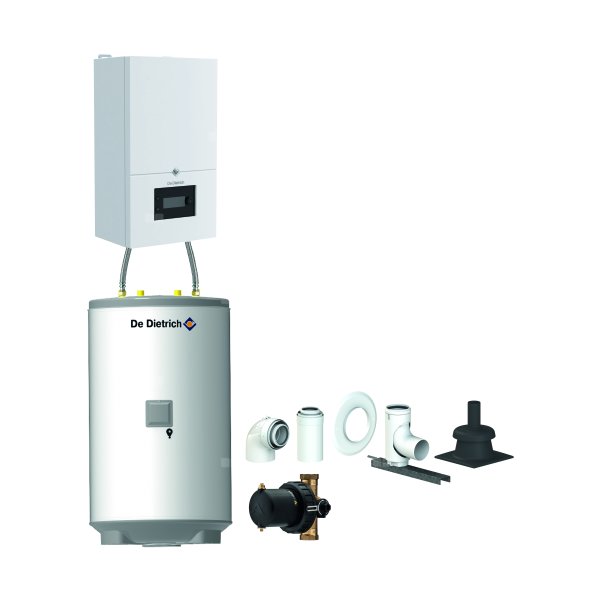 Pakiet - Kocioł gazowy jednofunkcyjny DE DIETRICH MCR4 19 kondensacyjny wiszący 2.5 - 20.7 kW + Zestaw powietrzno-spalinowy szachtowyBazowy PP/Alu fi 60/100 na fi 60 + Zasobnik c.w.uAQUAvie125 + Filtr magnetyczny XS90