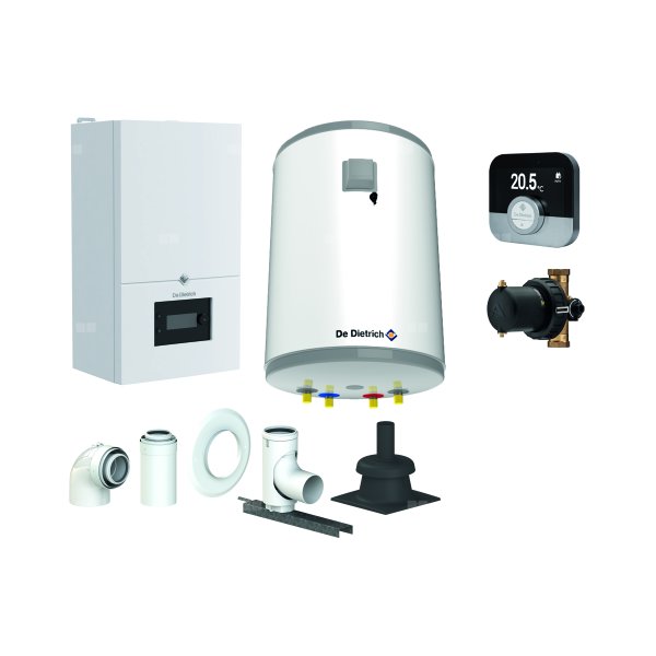 Pakiet - Kocioł gazowy jednofunkcyjny DE DIETRICH MCR4 19 kondensacyjny wiszący 2.5 - 20.7 kW + RegulatorSMART TC + Zestaw powietrzno-spalinowy szachtowyBazowy PP/Alu fi 60/100 na fi 60 + Zasobnik c.w.uAQUAvie100 + Filtr magnetyczny XS90