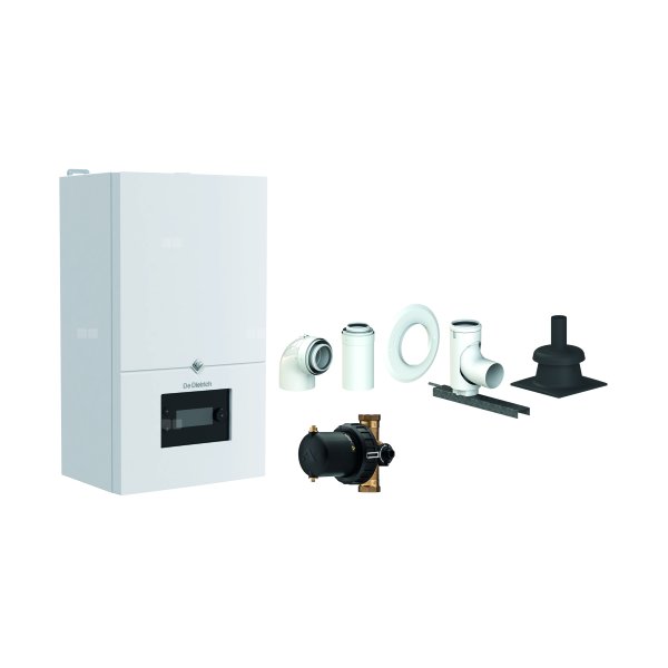 Pakiet - Kocioł gazowy dwufunkcyjny DE DIETRICH MCR4 19/20 MI kondensacyjny wiszący 2.5 - 20.7 kW + Zestaw powietrzno-spalinowy szachtowyPP/Alu fi 60/100 na fi 60