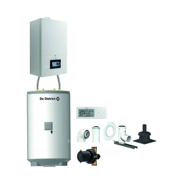 Pakiet - Kocioł gazowy jednofunkcyjny DE DIETRICH Virtuens Smart 32 kondensacyjny wiszący 3.7 - 34.9 kW + RegulatorAD248P + Zestaw powietrzno-spalinowy szachtowyBazowy PP/Alu fi 60/100 na fi 80 + Zasobnik c.w.uAQUAvie125 + Filtr magnetyczny XS90 A