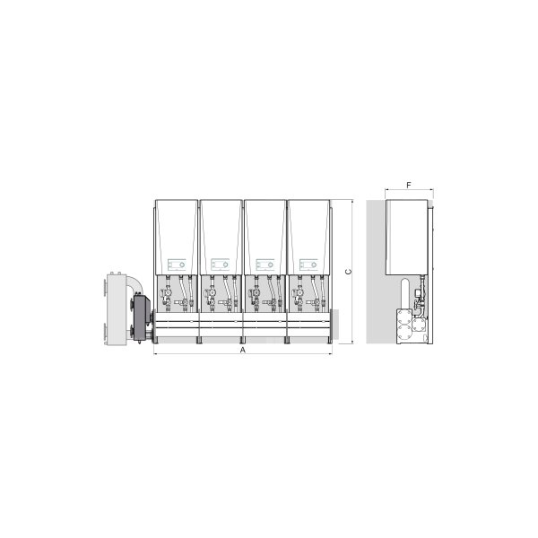 Zestaw kaskadowy wolnostojący w szeregu DE DIETRICH LV, maksymalna ilosć urządzeń: 1xAMC Evo 45-65+1xAMC Evo 90-115+2xAMC135-160