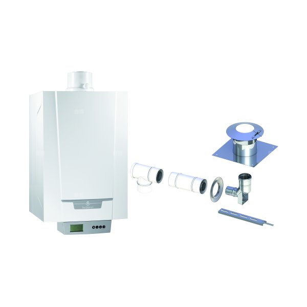 Pakiet - Kocioł gazowy jednofunkcyjny DE DIETRICH MCR3 Evo 24T kondensacyjny wiszący 6.1 - 24.8 kW + Zestaw powietrzno-spalinowy szachtowy